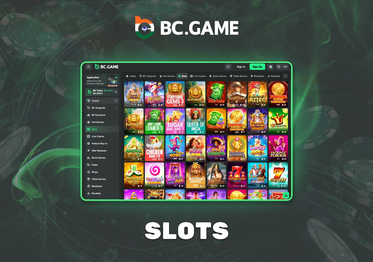 Play slot machines all day long by visiting the slots section of bc-game casino